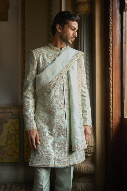 Sage Green Sherwani Set