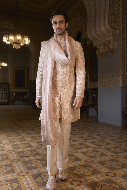 Powder Peach Sherwani Set