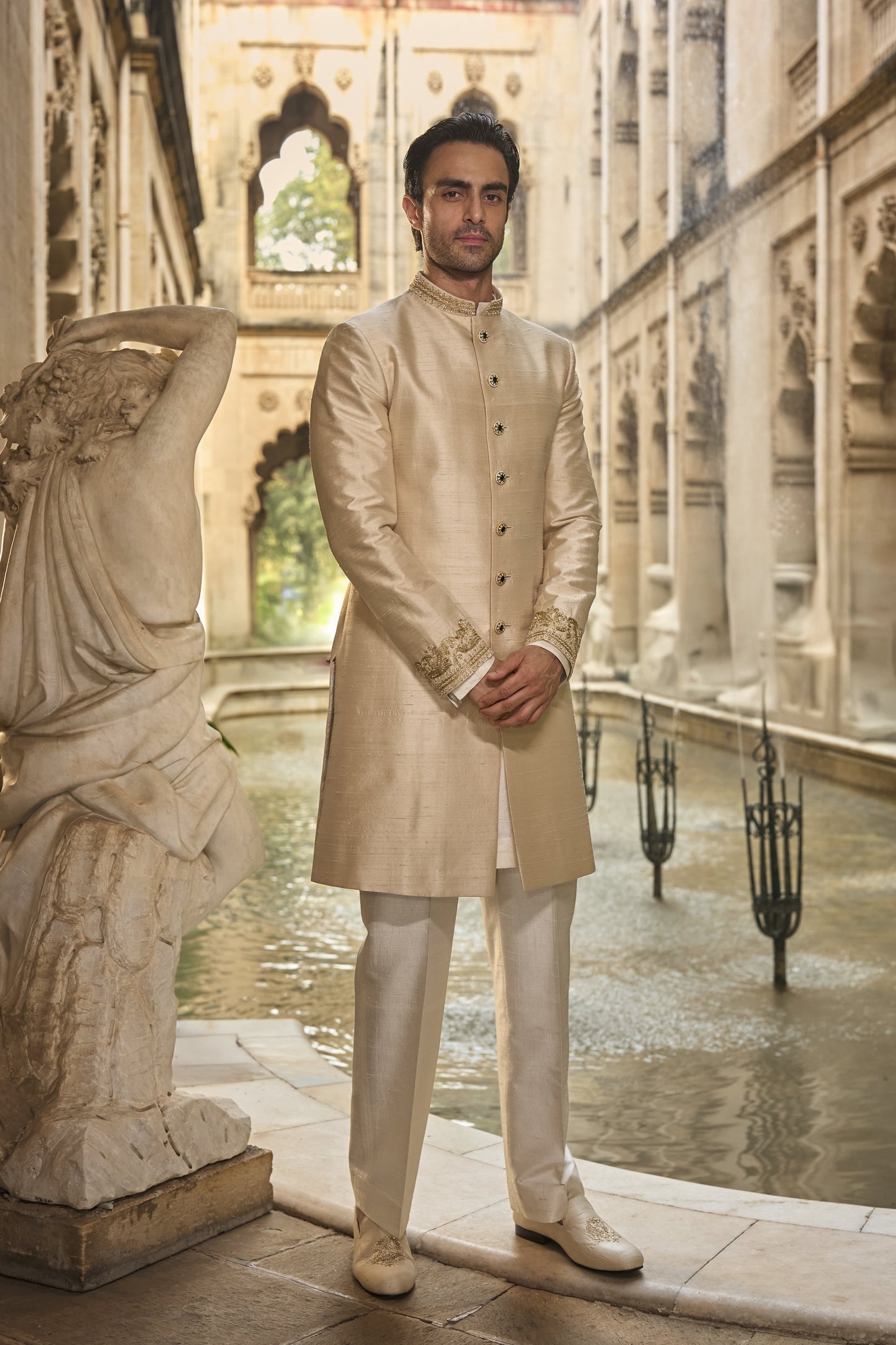Light Beige Sherwani Set