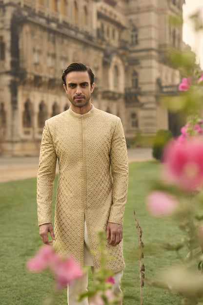 Ivory Gold Sherwani Set