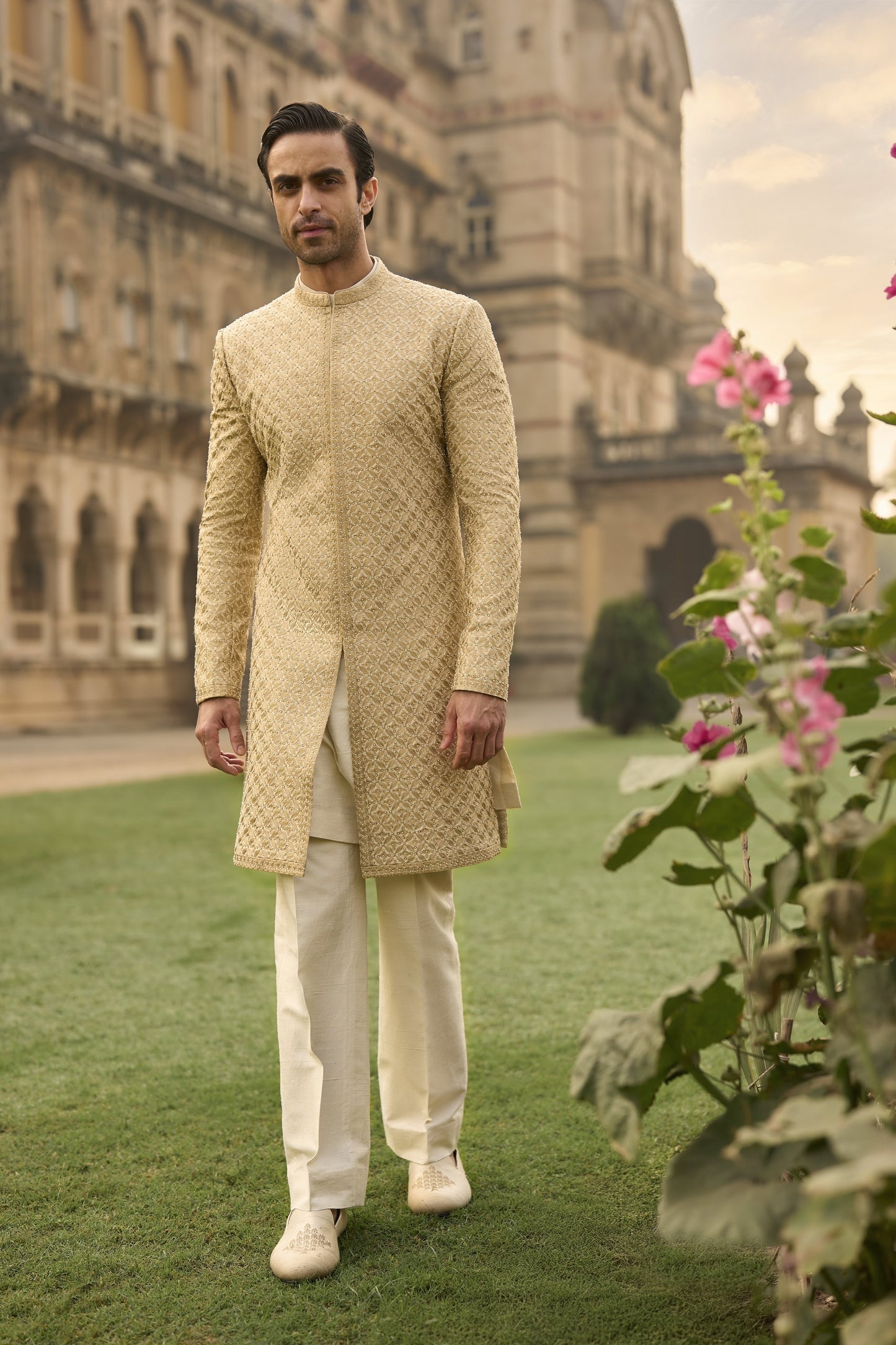 Ivory Gold Sherwani Set