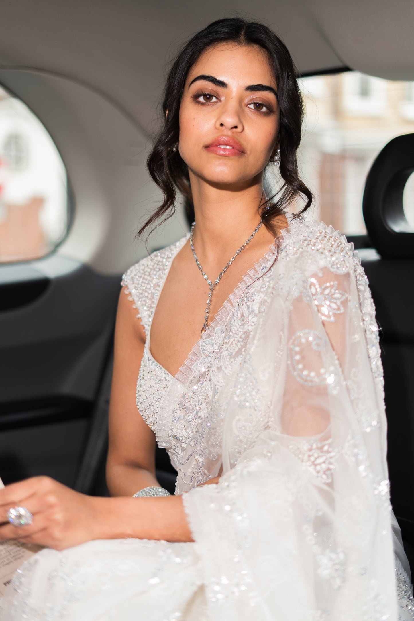 Ivory Sequin Saree