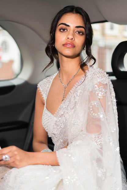 Ivory Sequin Saree