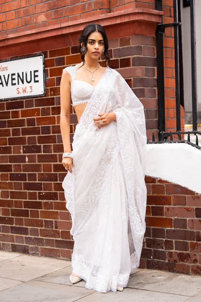 Ivory Sequin Saree