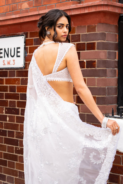 Ivory Sequin Saree