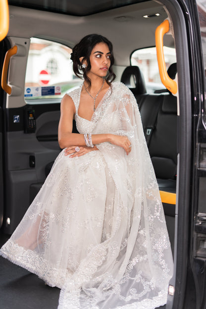 Ivory Sequin Saree