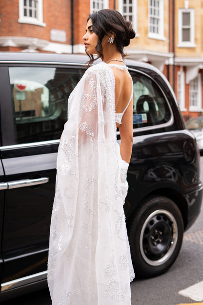 Ivory Sequin Saree