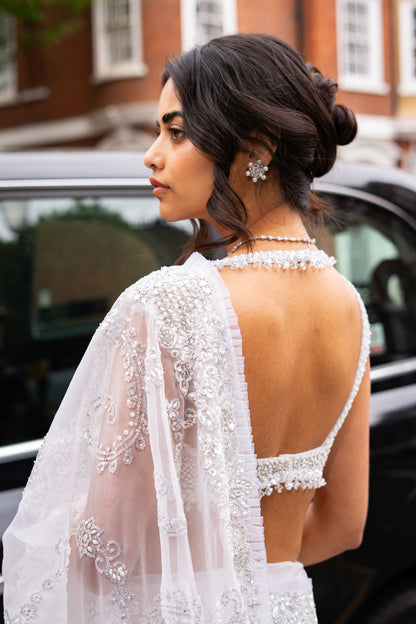 Ivory Sequin Saree