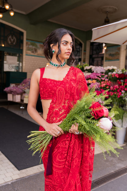 Red Dori Saree