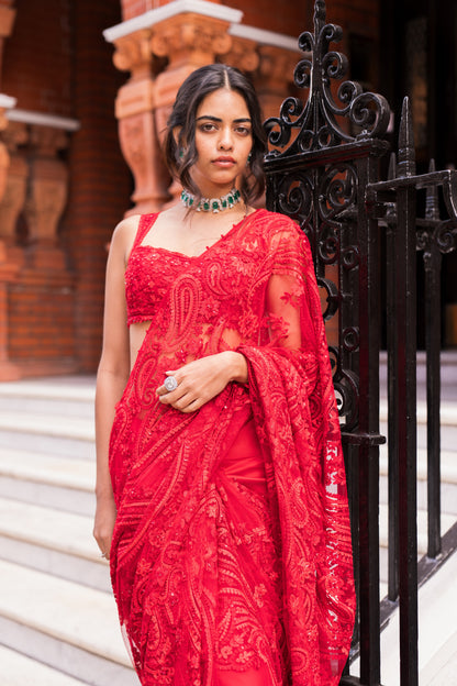 Red Dori Saree