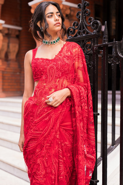 Red Dori Saree