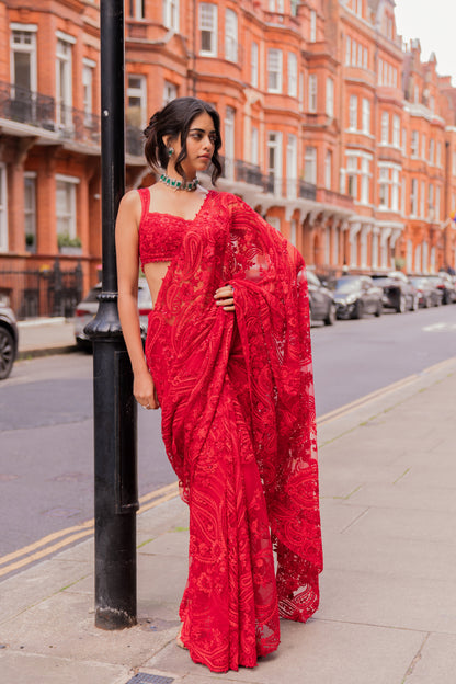 Red Dori Saree