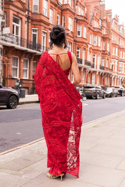 Red Dori Saree