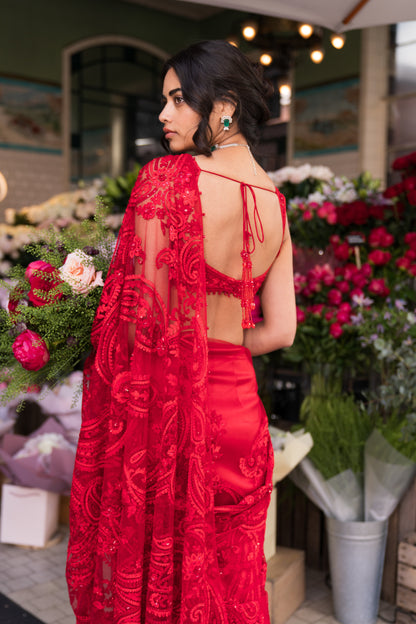 Red Dori Saree