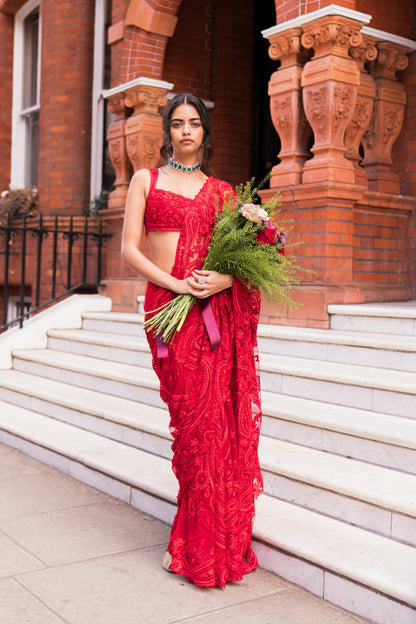 Red Dori Saree