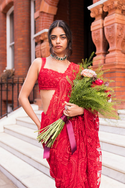Red Dori Saree