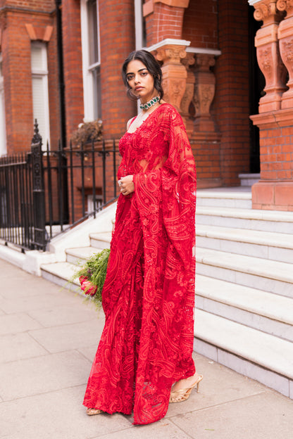 Red Dori Saree