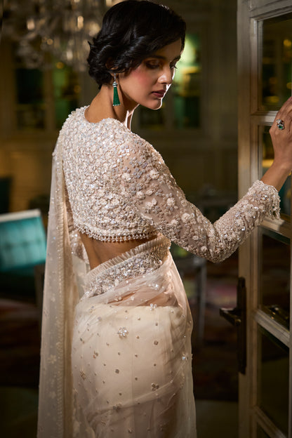 Ivory Designer Sequin Saree