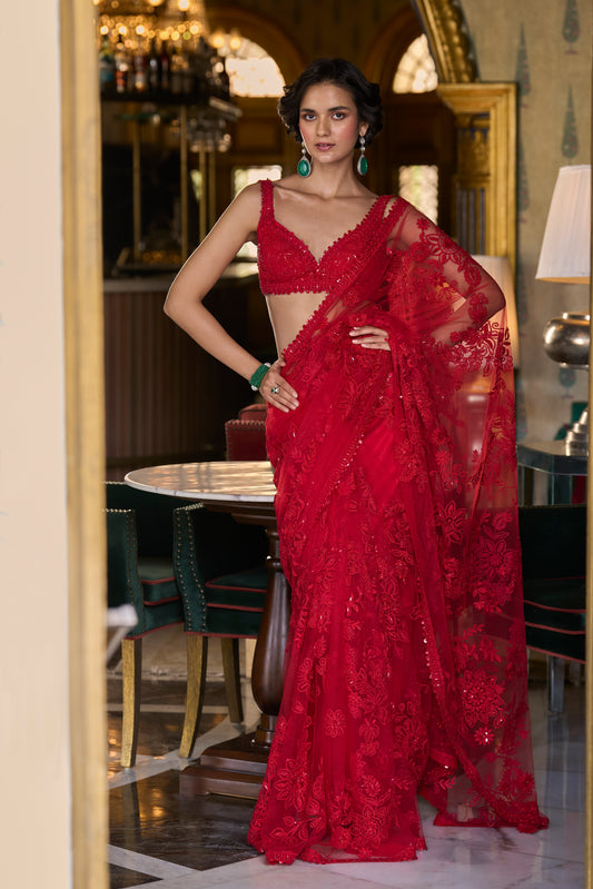 Red Dori Saree