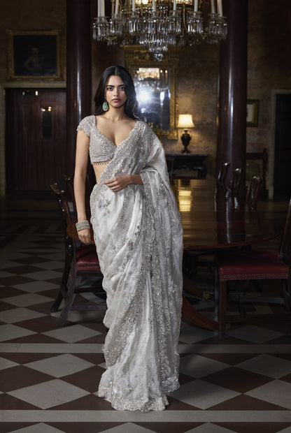 Champagne Zardosi Saree