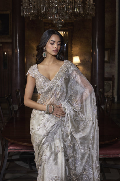 Champagne Zardosi Saree