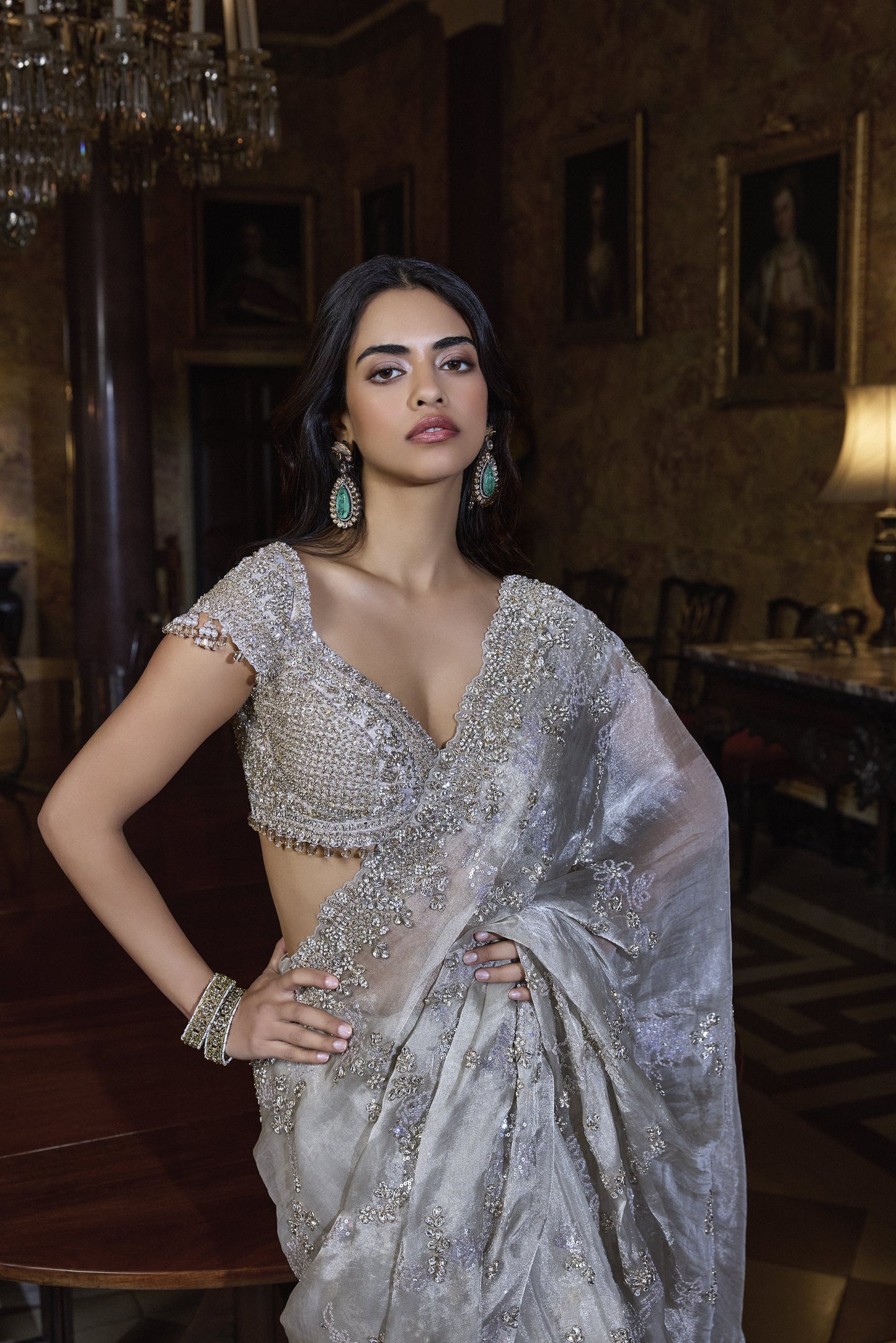 Champagne Zardosi Saree