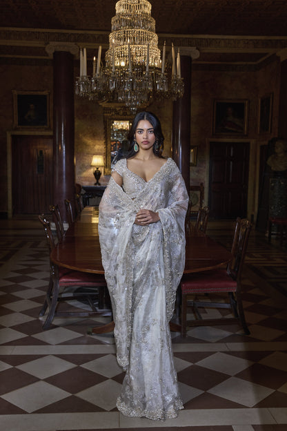 Champagne Zardosi Saree