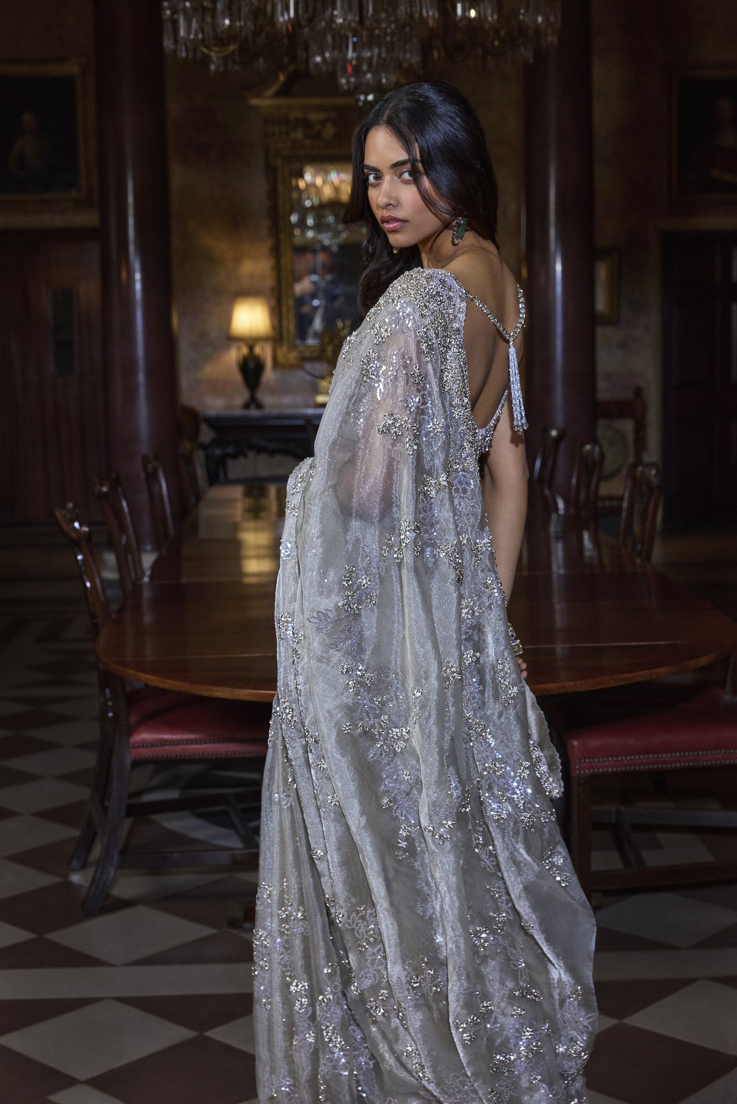 Champagne Zardosi Saree
