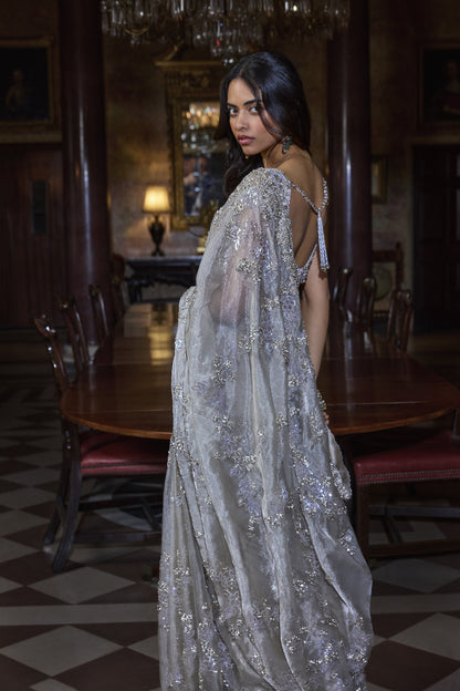 Champagne Zardosi Saree