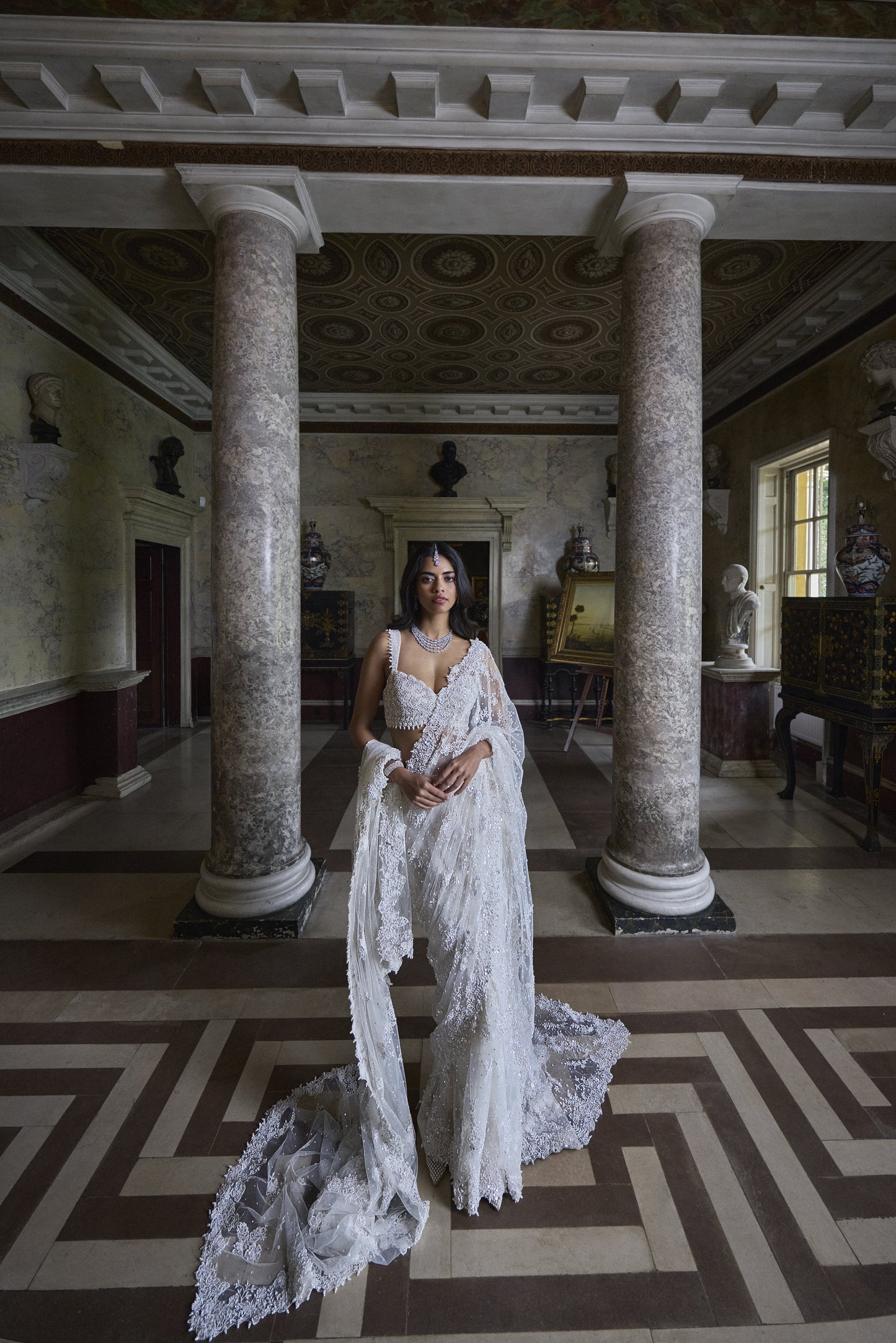Ivory Three-Dimensional Saree