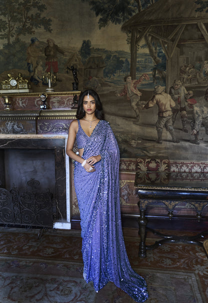 Mauve Sequin Saree