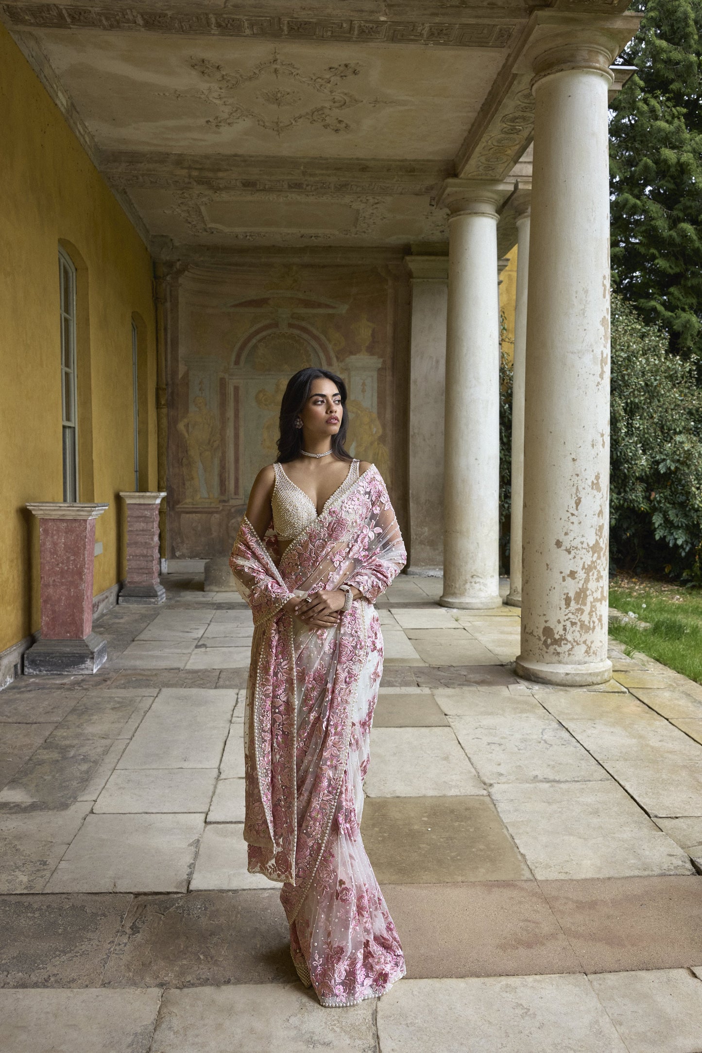 Pastel Pink Thread Work Saree