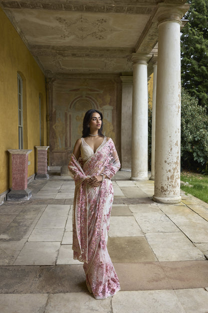 Pastel Pink Thread Work Saree