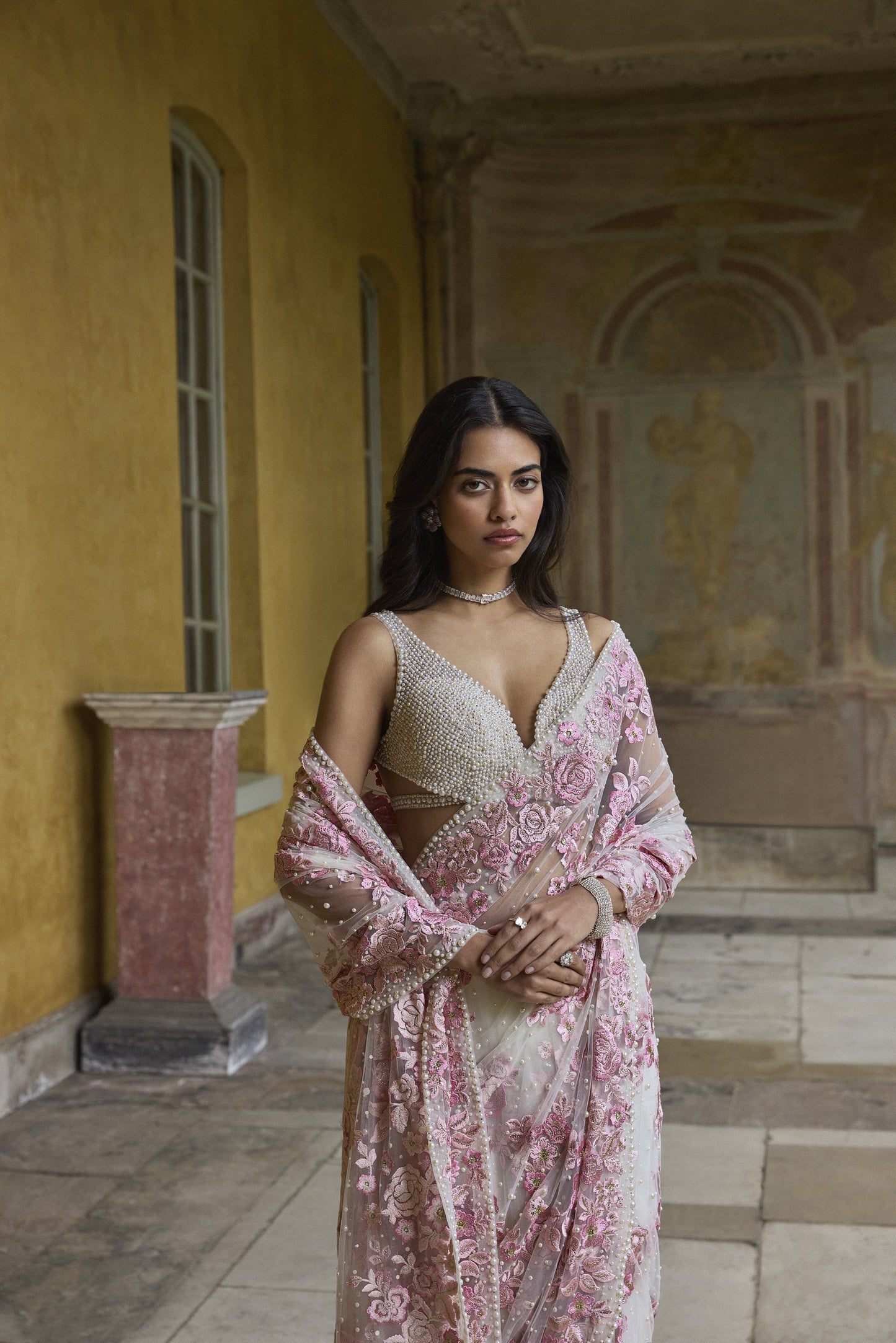 Pastel Pink Thread Work Saree