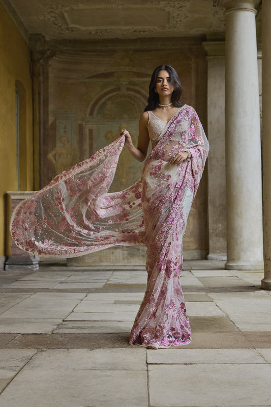Pastel Pink Thread Work Saree