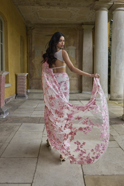 Pastel Pink Thread Work Saree