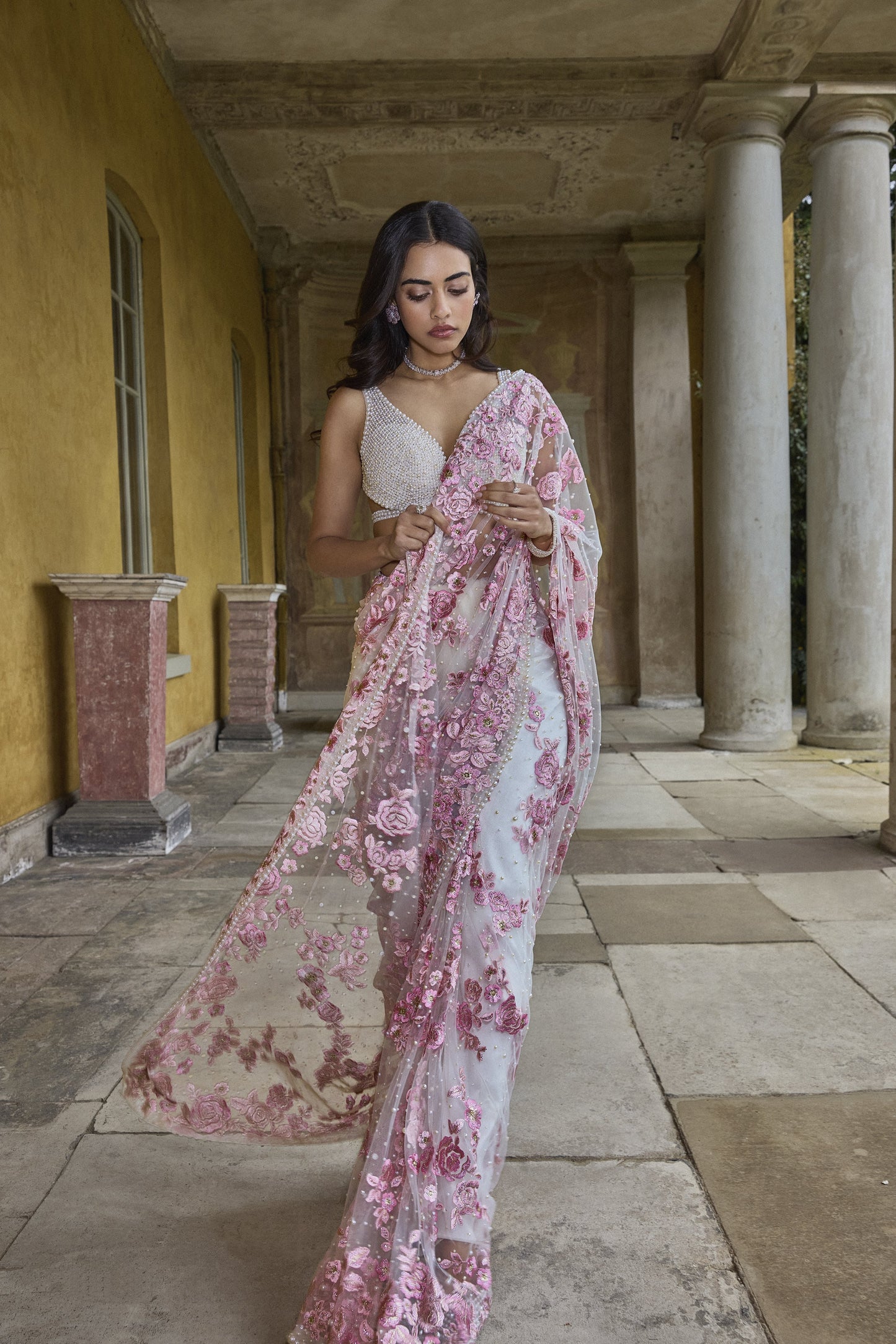Pastel Pink Thread Work Saree
