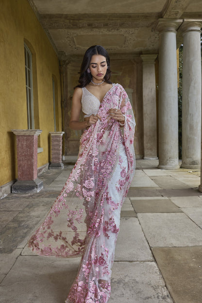 Pastel Pink Thread Work Saree