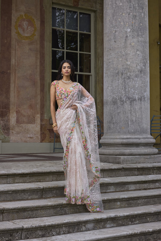 Nude Multi- Coloured Saree