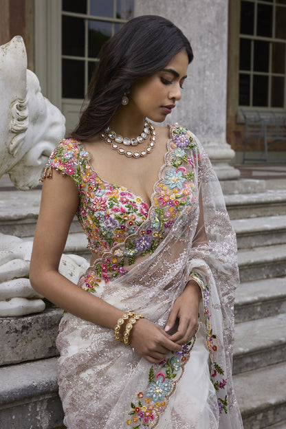 Nude Multi- Coloured Saree