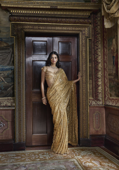 Antique Gold Crsytal Saree
