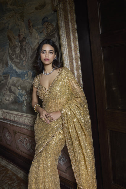 Antique Gold Crsytal Saree