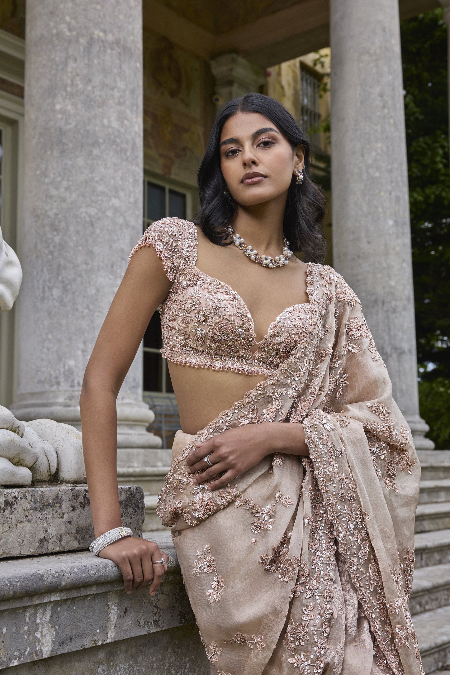 Rose Gold Sequin Saree