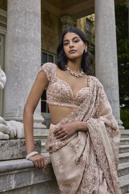 Rose Gold Sequin Saree