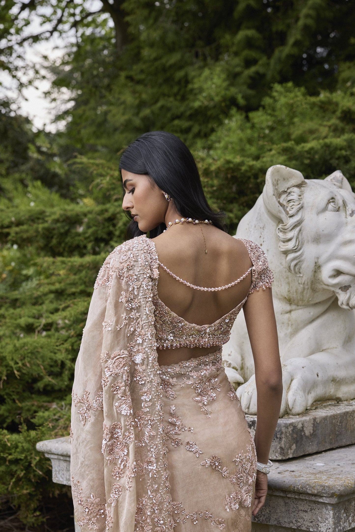 Rose Gold Sequin Saree