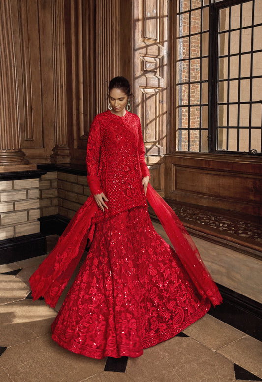 Red Thread Work Sharara Set