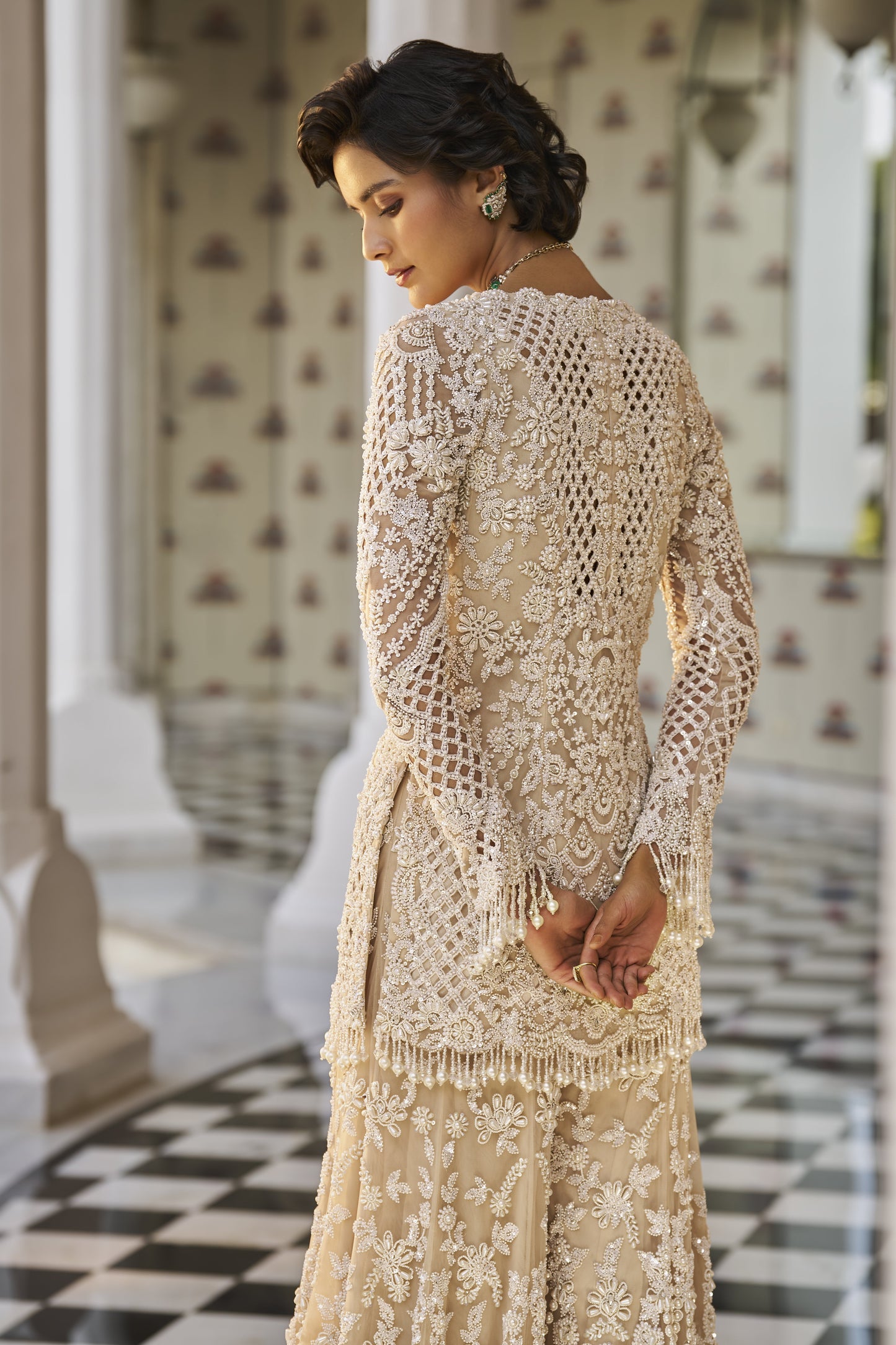 Nude Pearl Sharara Set