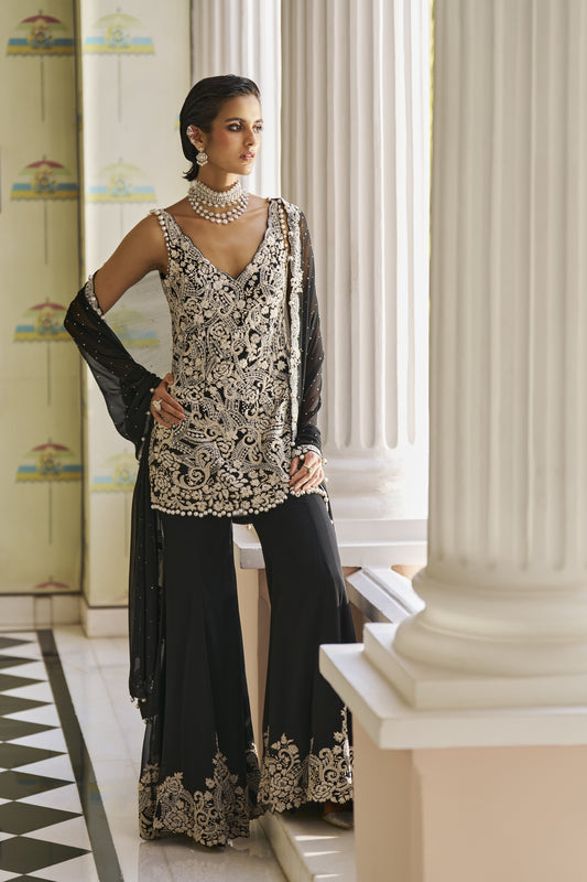 Black Pearl Designer Sharara Suit