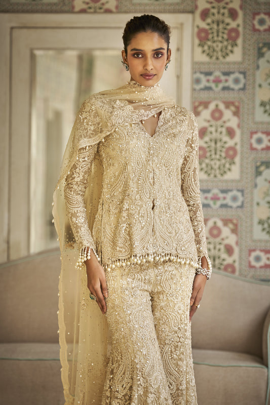 Nude Paisley Sharara Set