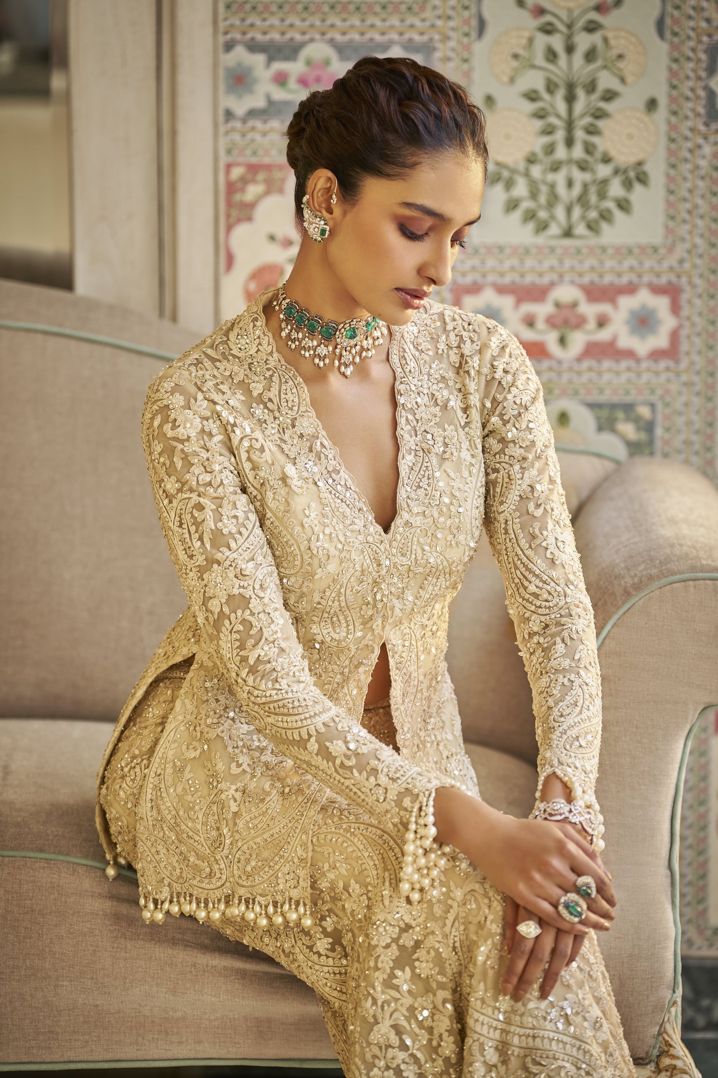 Nude Paisley Sharara Set